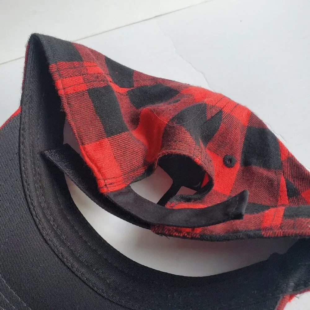 Lake Placid Baseball Hat Cap Red Black Plaid Triangle Sport Headwear One Size